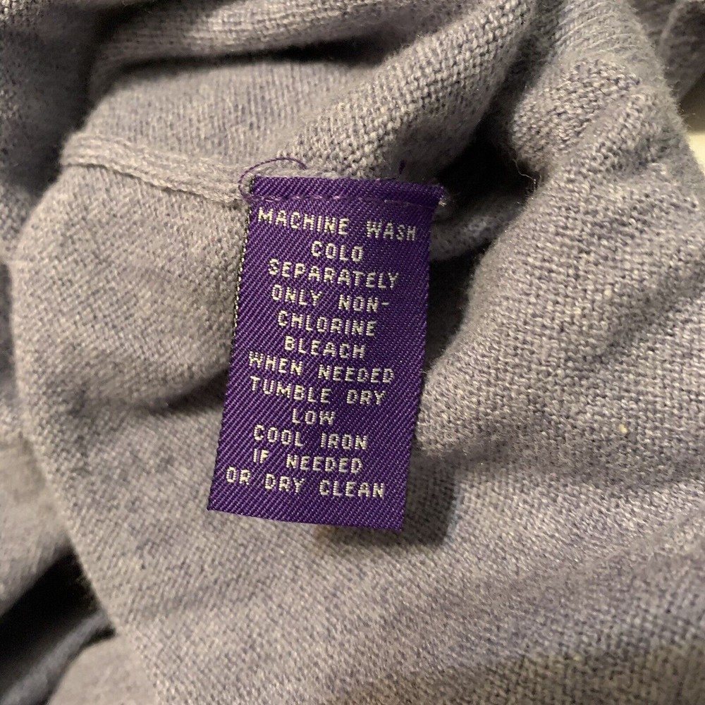 Alan Flusser Sweater Mens Large Cashmere Silk Cotton Purple V Neck Pullover - Picture 4 of 6
